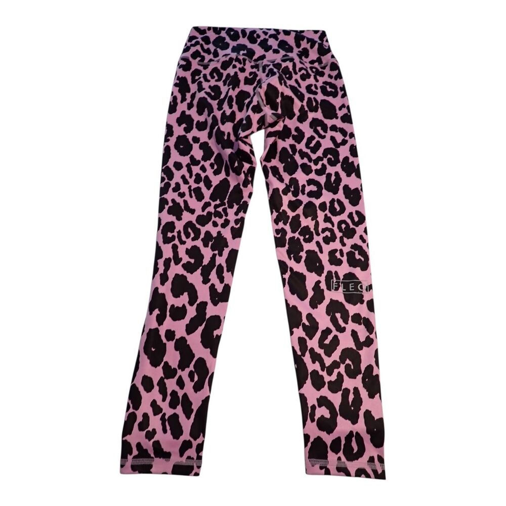 FLEO El Toro High Rise Leggings Pink Leopard Cheetah Print 25" Medium - Picture 3 of 7